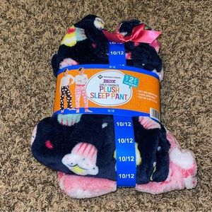 2 pack Members Mark Girls Favorite Plush Sleep Pant size 10/12 Cupcake Cloud
